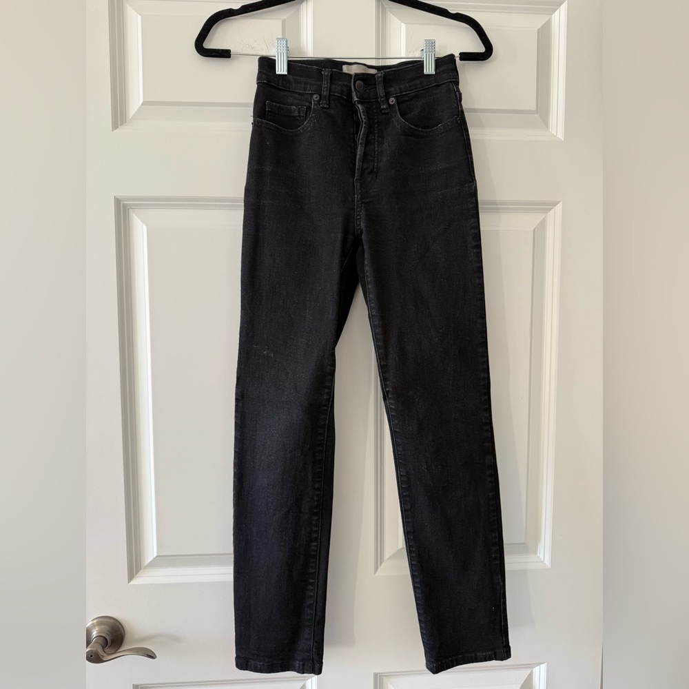 Everlane High Rise Slim Straight Jeans - Black